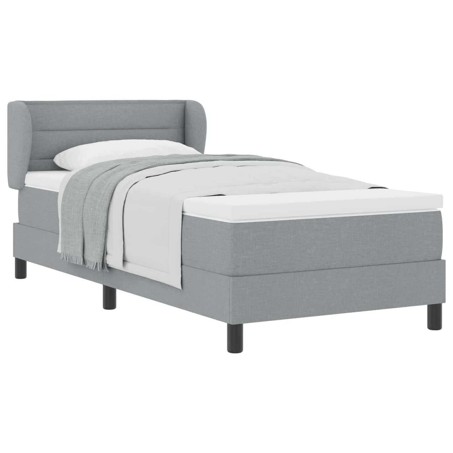 Boxspringbed met matras Lichtgrijs 90 x 200 cm Stof is nu te koop bij PeponiXL, paradijselijk wonen!