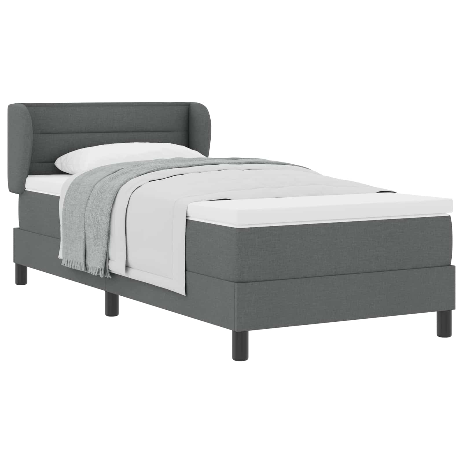 Boxspringbed met matras Donkergrijs 90 x 200 cm Stof is nu te koop bij PeponiXL, paradijselijk wonen!
