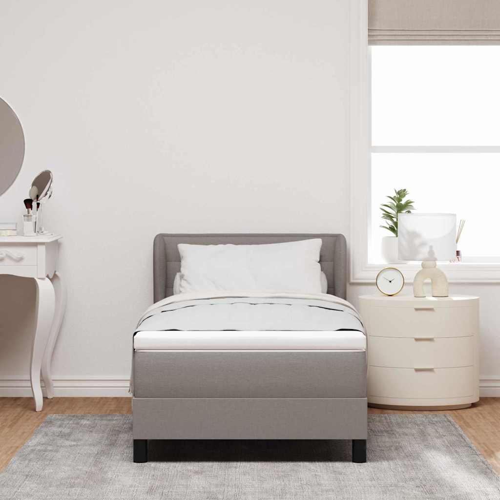 Boxspringbed met matras met hoofdeinde Taupe 90 x 200 cm Stof is nu te koop bij PeponiXL, paradijselijk wonen!