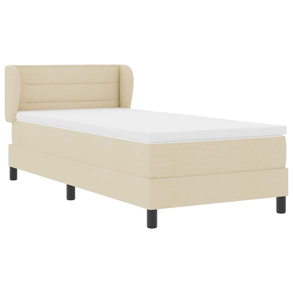 Boxspringbed met matras met hoofdeinde Crème 90 x 200 cm Stof is nu te koop bij PeponiXL, paradijselijk wonen!