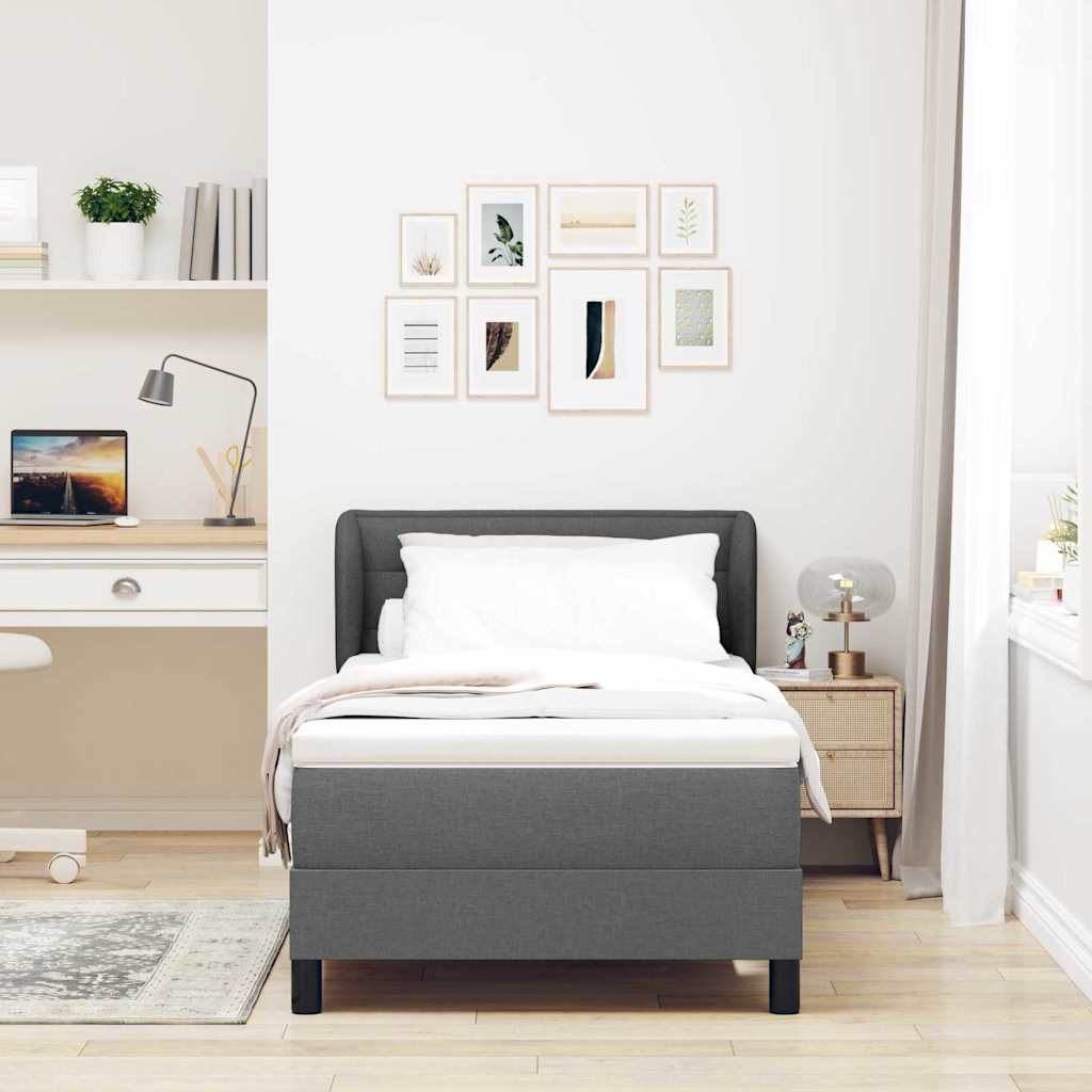 Boxspringbed met matras Donkergrijs 100 x 200 cm Stof is nu te koop bij PeponiXL, paradijselijk wonen!