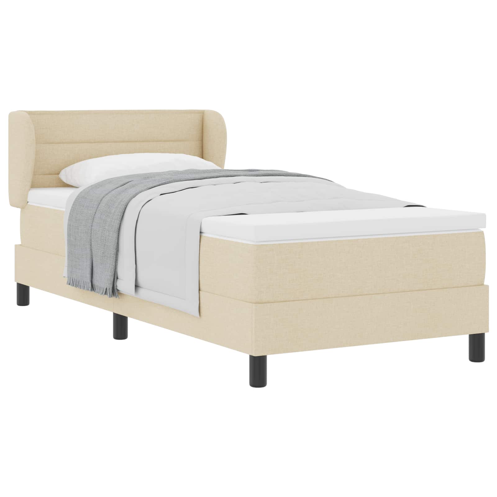 Boxspringbed met matras met hoofdeinde Crème 100 x 200 cm Stof is nu te koop bij PeponiXL, paradijselijk wonen!
