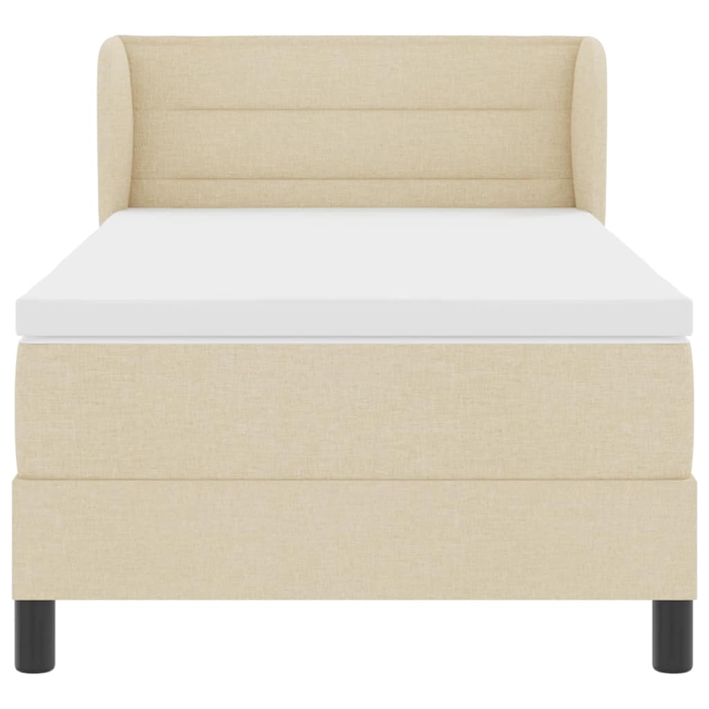Boxspringbed met matras met hoofdeinde Crème 100 x 200 cm Stof is nu te koop bij PeponiXL, paradijselijk wonen!