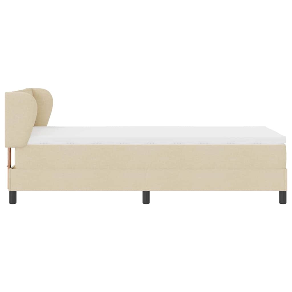 Boxspringbed met matras met hoofdeinde Crème 100 x 200 cm Stof is nu te koop bij PeponiXL, paradijselijk wonen!