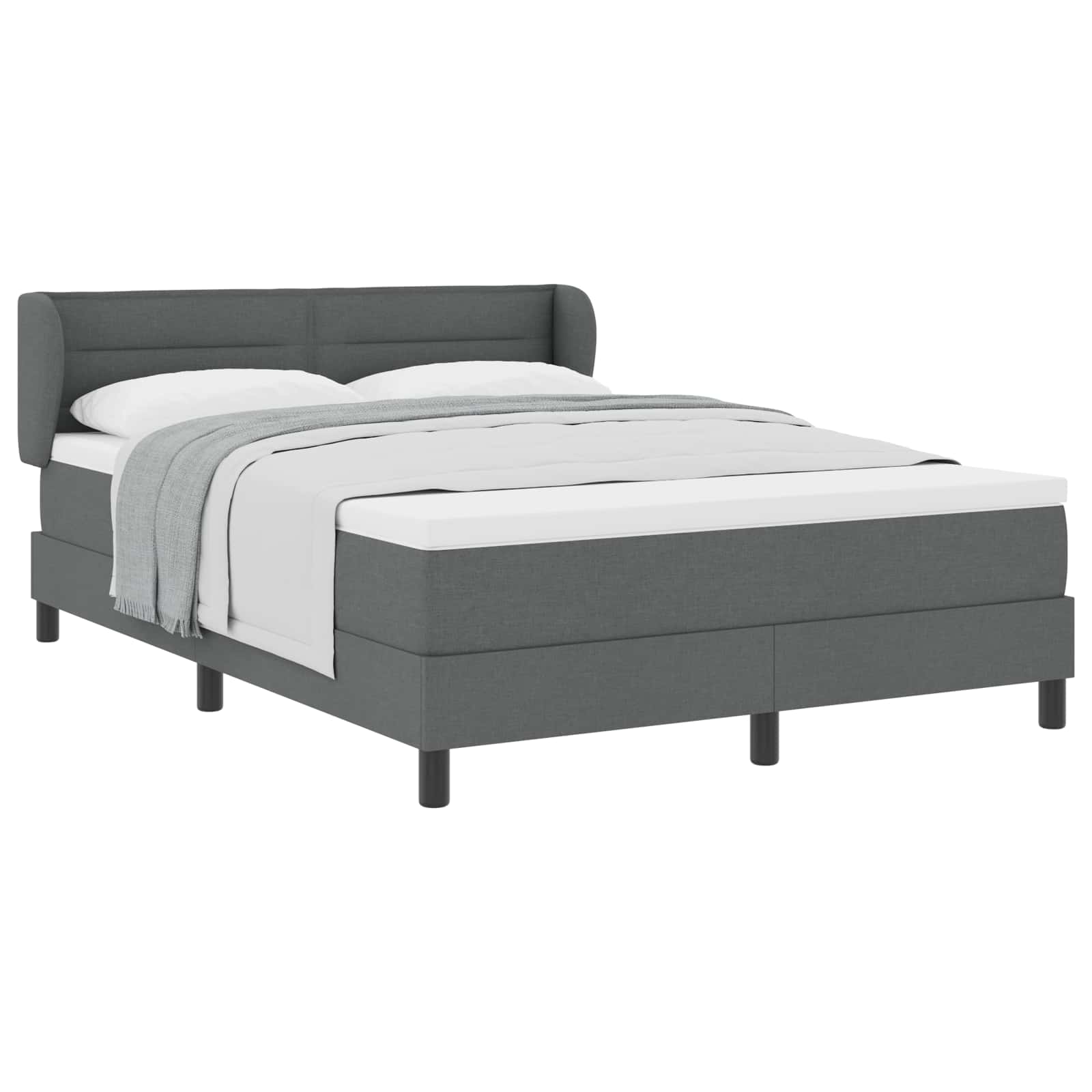 Boxspringbed met matras Donkergrijs 140 x 190 cm Stof is nu te koop bij PeponiXL, paradijselijk wonen!