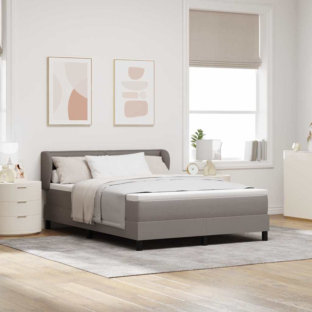 Boxspringbed met matras met hoofdeinde Taupe 140 x 190 cm Stof is nu te koop bij PeponiXL, paradijselijk wonen!