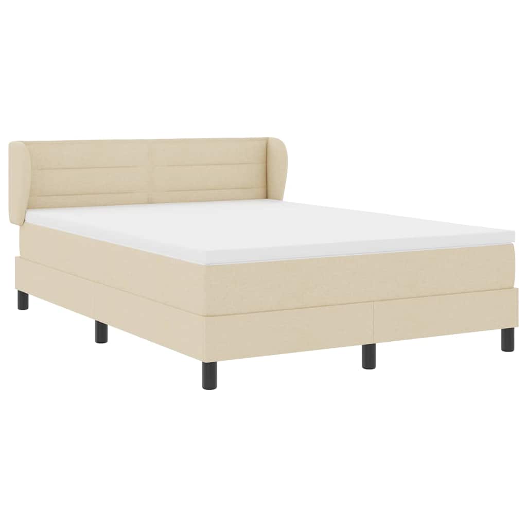 Boxspringbed met matras met hoofdeinde Crème 140 x 190 cm Stof is nu te koop bij PeponiXL, paradijselijk wonen!