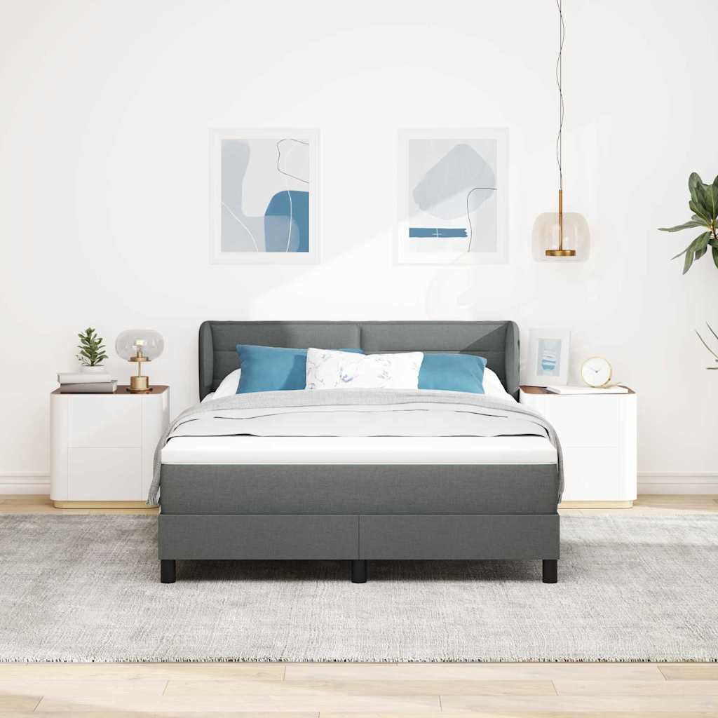 Boxspringbed met matras Donkergrijs 140 x 200 cm Stof is nu te koop bij PeponiXL, paradijselijk wonen!