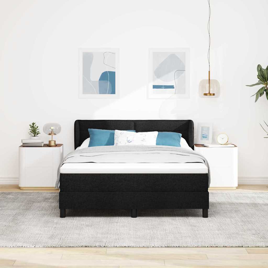 Boxspringbed met matras met hoofdeinde Zwart 140 x 200 cm Stof is nu te koop bij PeponiXL, paradijselijk wonen!