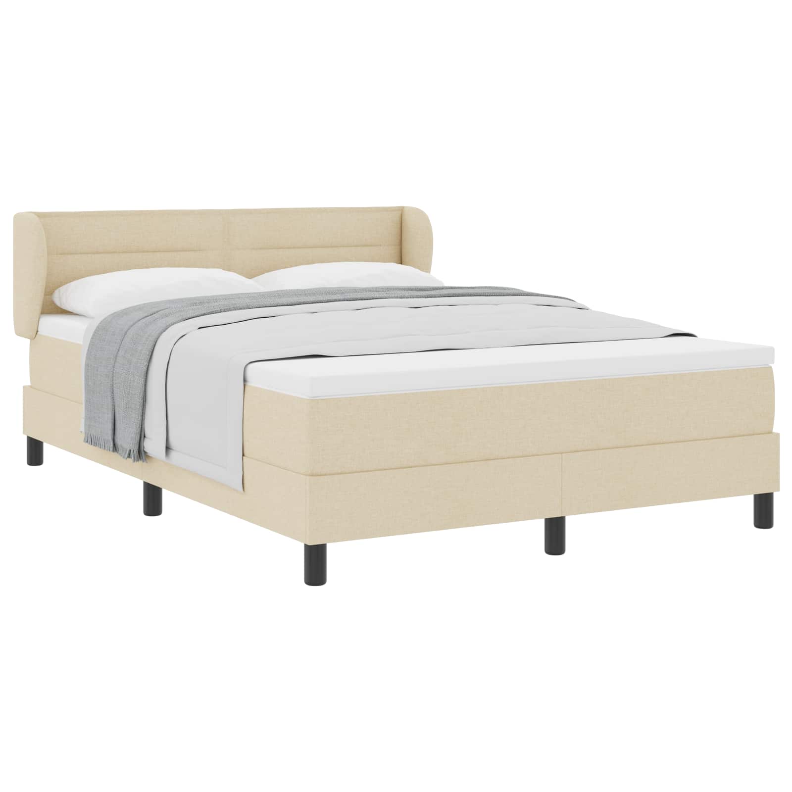 Boxspringbed met matras met hoofdeinde Crème 140 x 200 cm Stof is nu te koop bij PeponiXL, paradijselijk wonen!