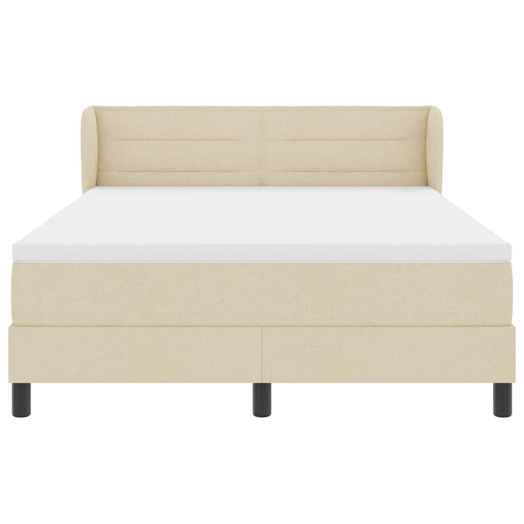 Boxspringbed met matras met hoofdeinde Crème 140 x 200 cm Stof is nu te koop bij PeponiXL, paradijselijk wonen!