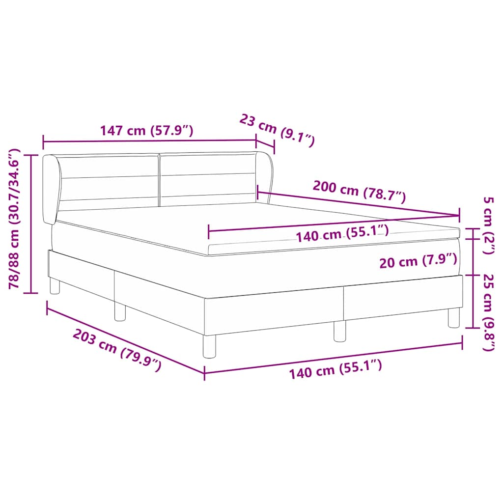 Boxspringbed met matras met hoofdeinde Crème 140 x 200 cm Stof is nu te koop bij PeponiXL, paradijselijk wonen!