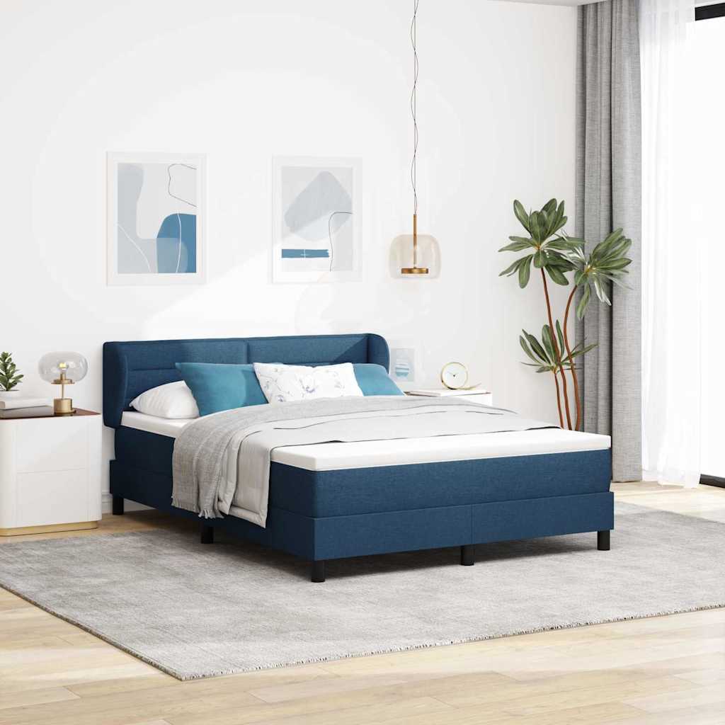 Boxspringbed met matras met hoofdeinde Blauw 140 x 200 cm Stof is nu te koop bij PeponiXL, paradijselijk wonen!