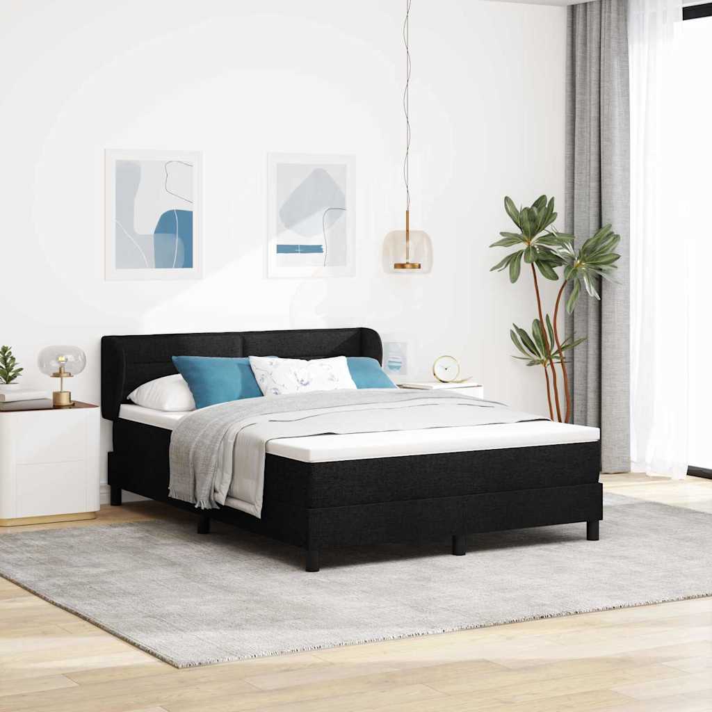 Boxspringbed met matras met hoofdeinde Zwart 160 x 200 cm Stof is nu te koop bij PeponiXL, paradijselijk wonen!
