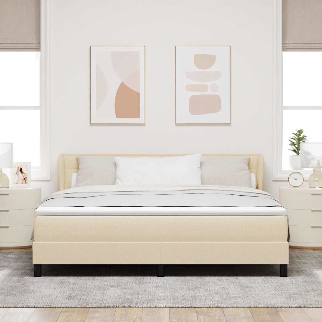 Boxspringbed met matras met hoofdeinde Crème 180 x 200 cm Stof is nu te koop bij PeponiXL, paradijselijk wonen!