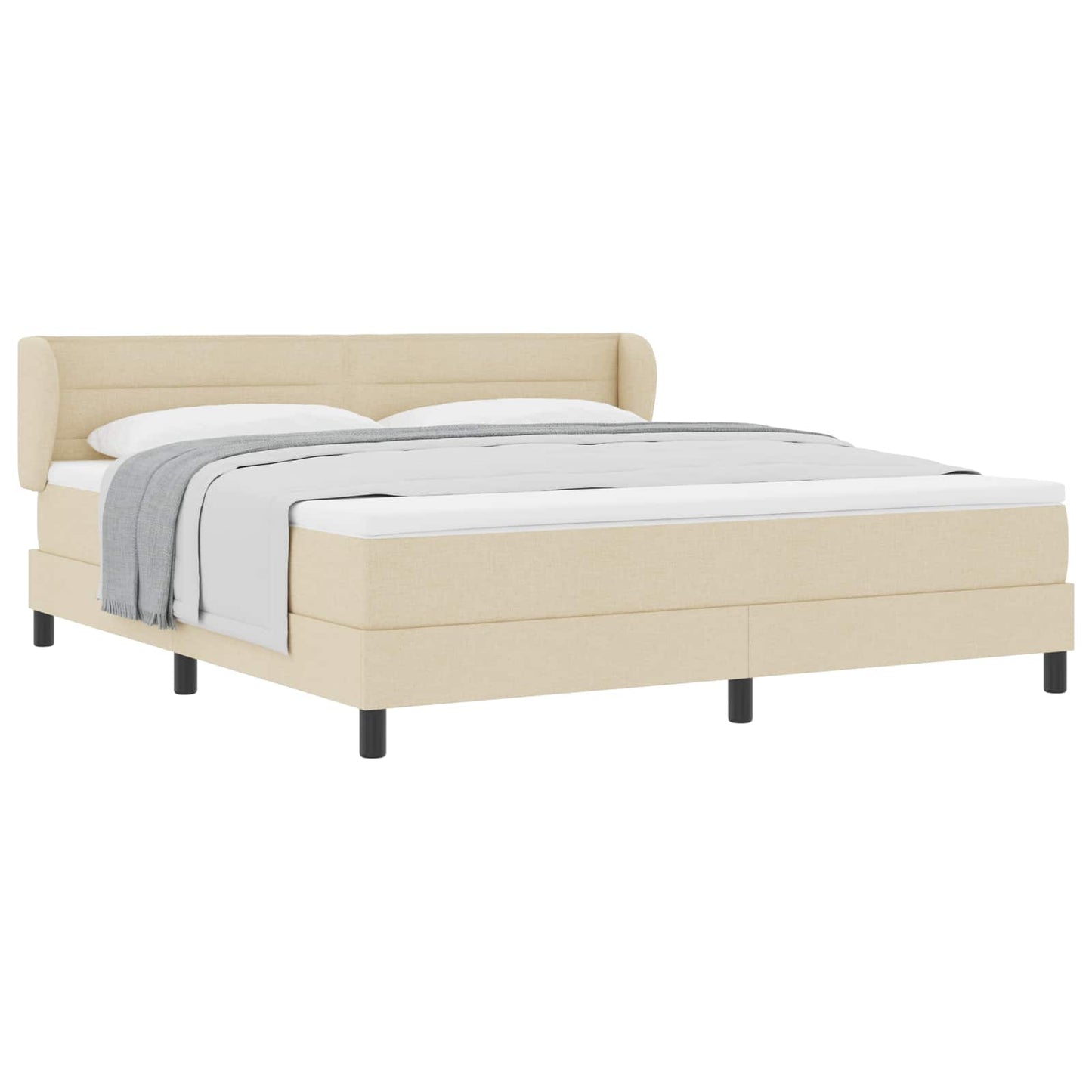 Boxspringbed met matras met hoofdeinde Crème 180 x 200 cm Stof is nu te koop bij PeponiXL, paradijselijk wonen!