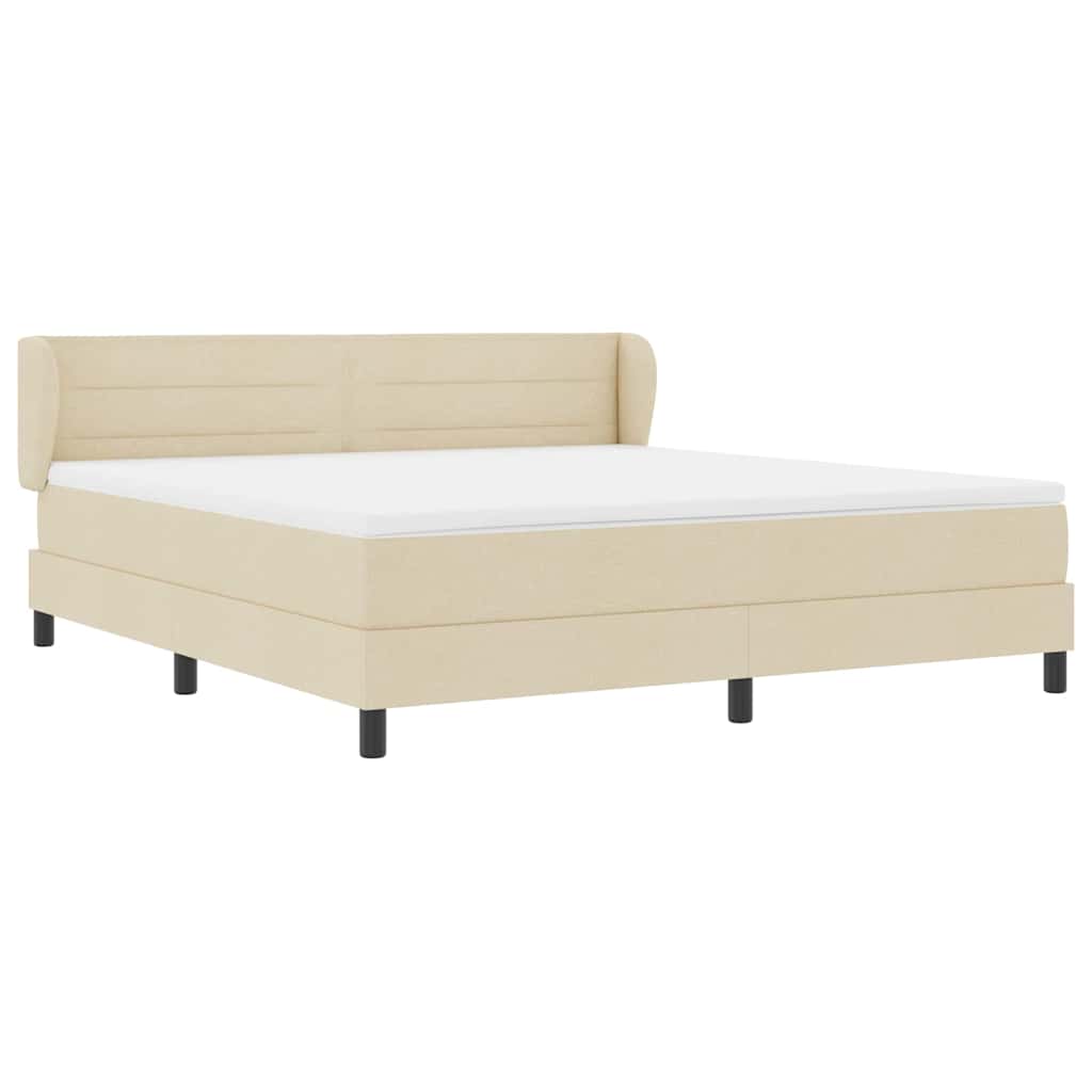 Boxspringbed met matras met hoofdeinde Crème 180 x 200 cm Stof is nu te koop bij PeponiXL, paradijselijk wonen!