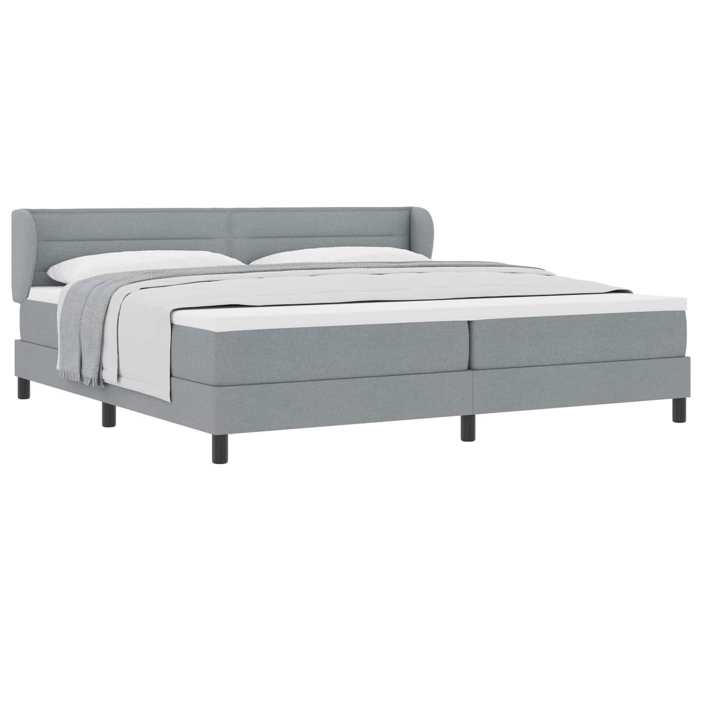 Boxspringbed met matras Lichtgrijs 200 x 200 cm Stof is nu te koop bij PeponiXL, paradijselijk wonen!