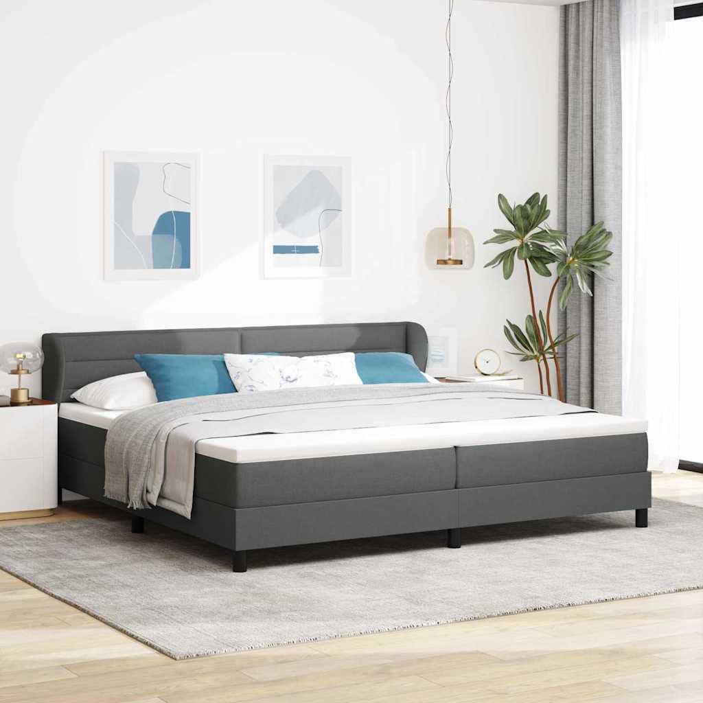Boxspringbed met matras Donkergrijs 200 x 200 cm Stof is nu te koop bij PeponiXL, paradijselijk wonen!