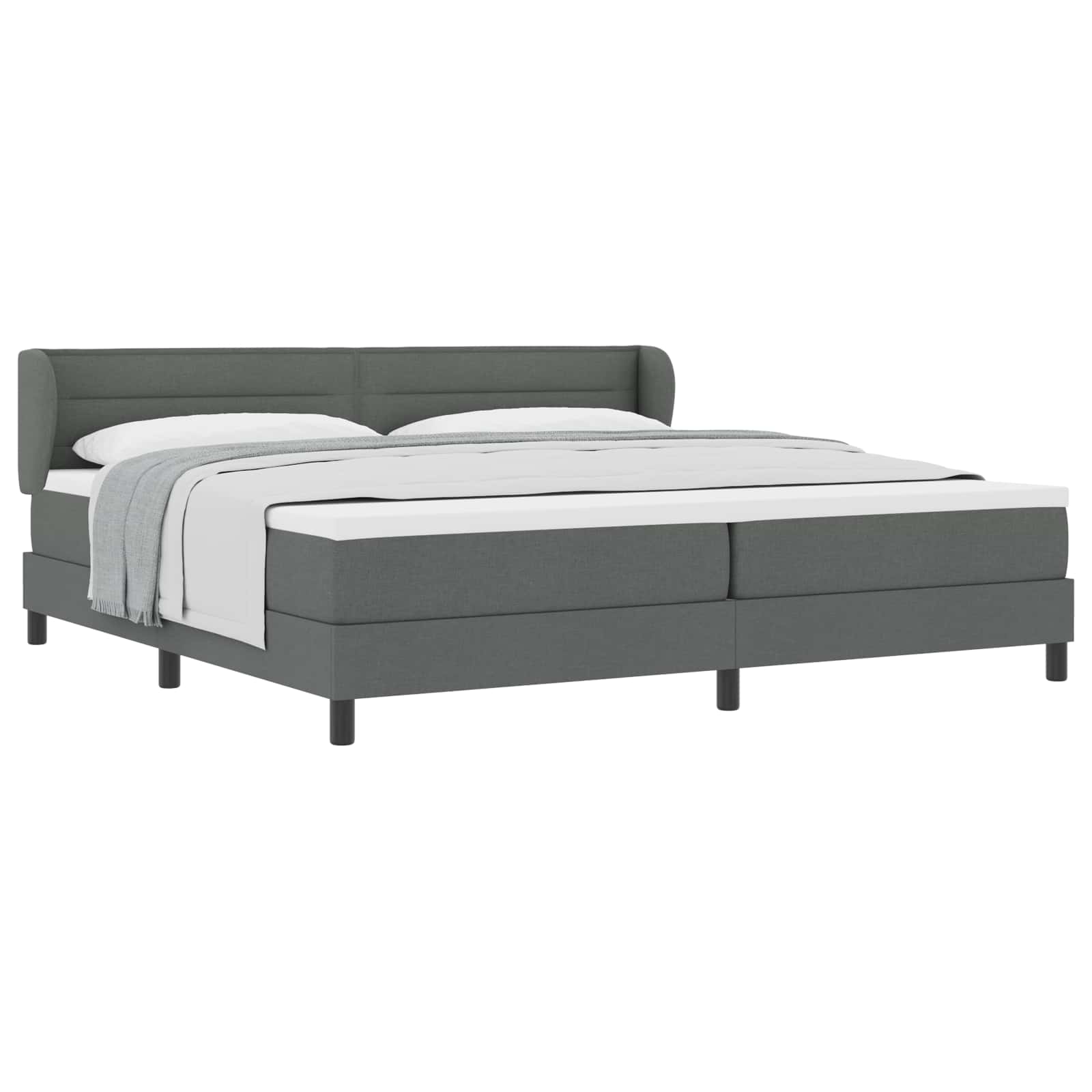 Boxspringbed met matras Donkergrijs 200 x 200 cm Stof is nu te koop bij PeponiXL, paradijselijk wonen!