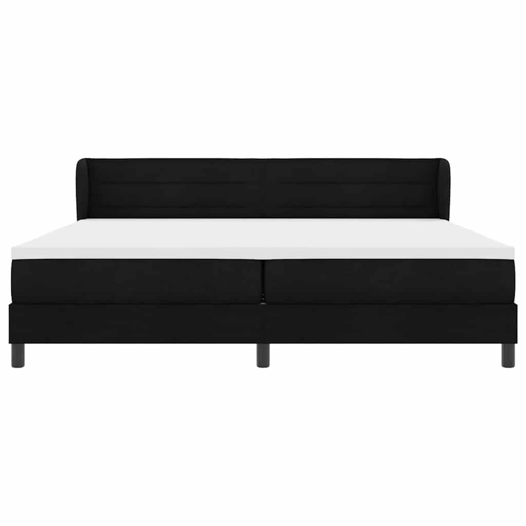 Boxspringbed met matras met hoofdeinde Zwart 200 x 200 cm Stof is nu te koop bij PeponiXL, paradijselijk wonen!