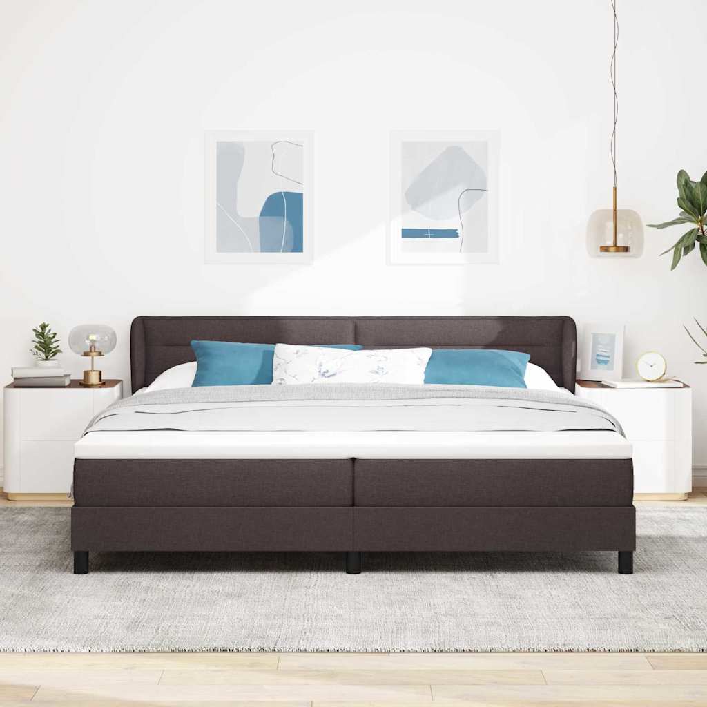 Boxspringbed met matras Donkerbruin 200 x 200 cm Stof is nu te koop bij PeponiXL, paradijselijk wonen!