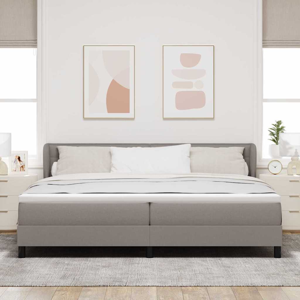Boxspringbed met matras met hoofdeinde Taupe 200 x 200 cm Stof is nu te koop bij PeponiXL, paradijselijk wonen!