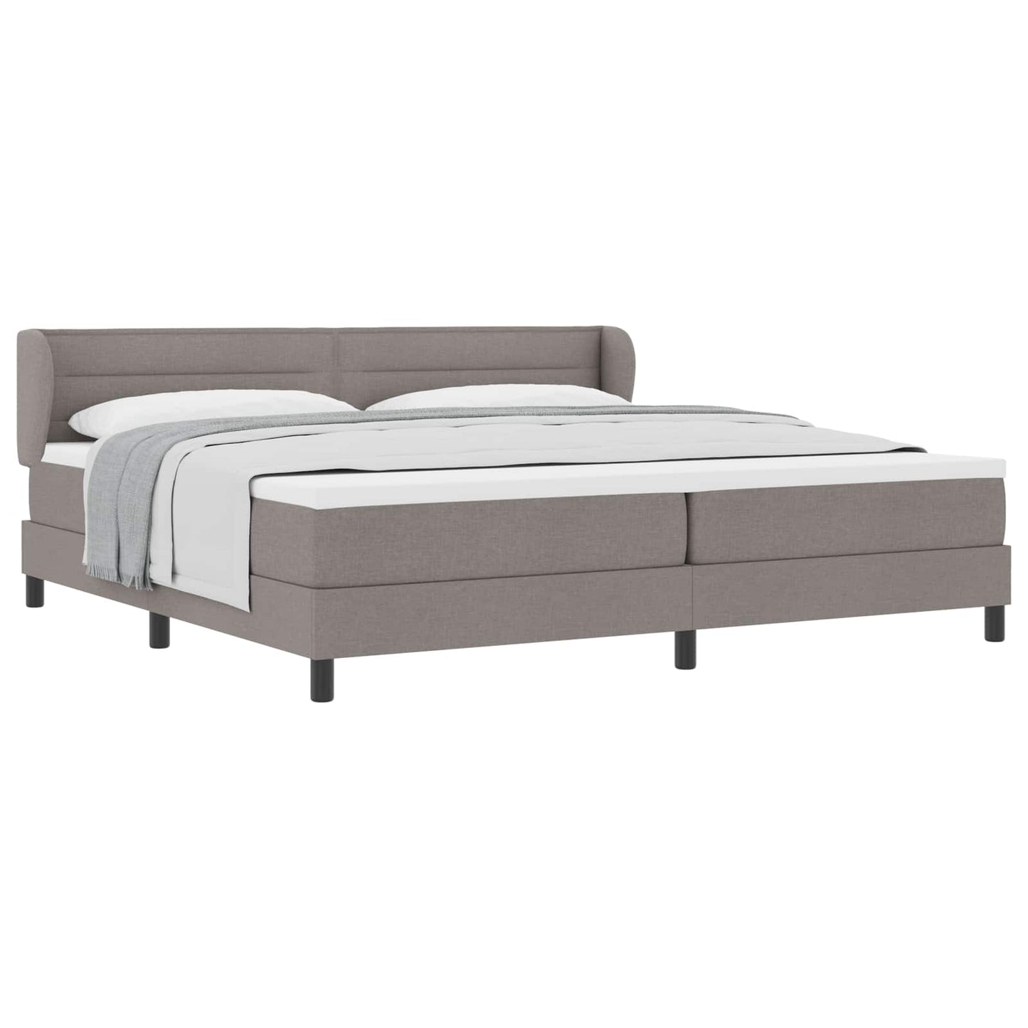 Boxspringbed met matras met hoofdeinde Taupe 200 x 200 cm Stof is nu te koop bij PeponiXL, paradijselijk wonen!