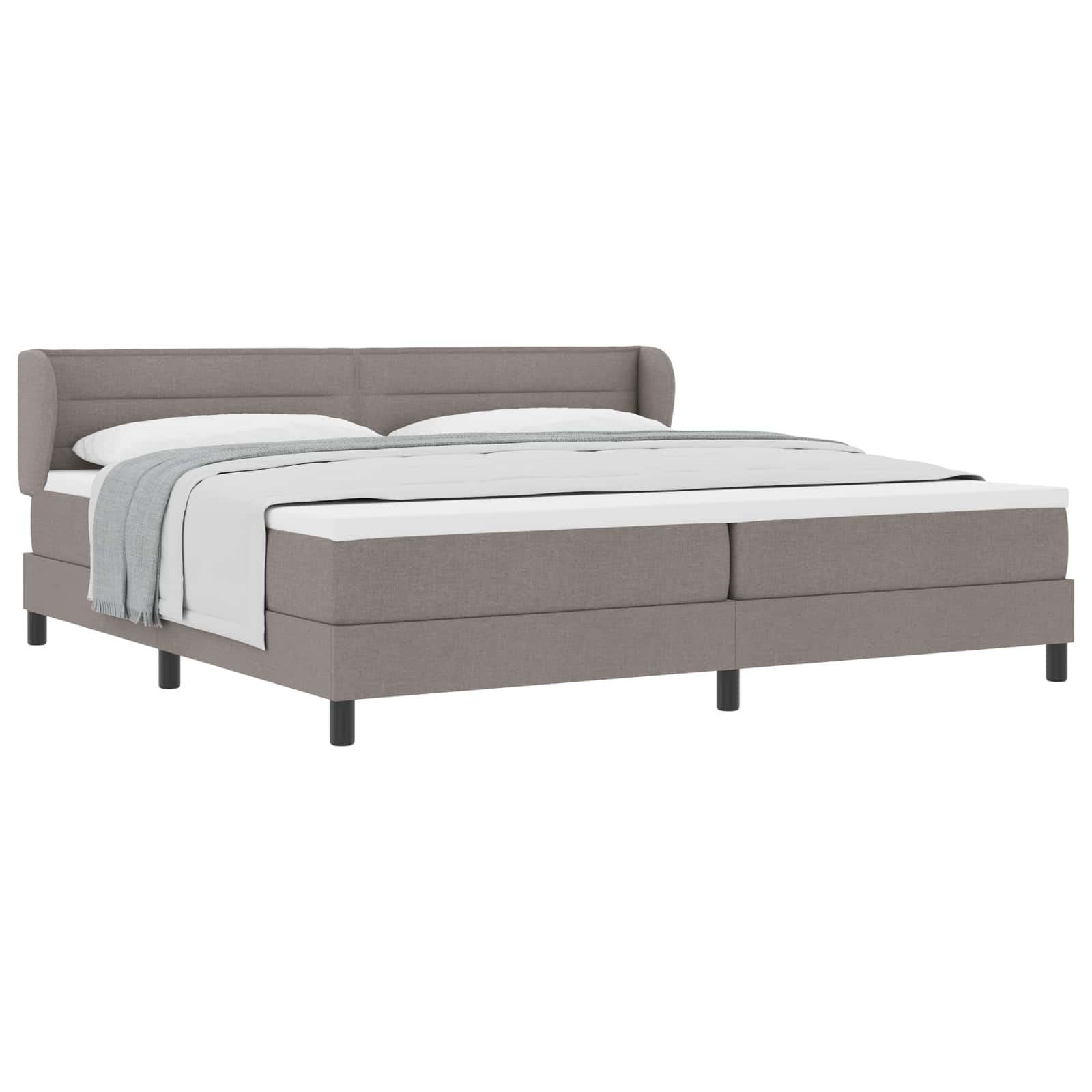Boxspringbed met matras met hoofdeinde Taupe 200 x 200 cm Stof is nu te koop bij PeponiXL, paradijselijk wonen!