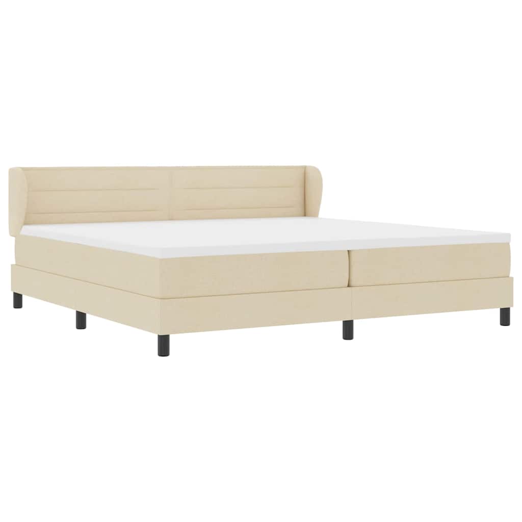 Boxspringbed met matras met hoofdeinde Crème 200 x 200 cm Stof is nu te koop bij PeponiXL, paradijselijk wonen!
