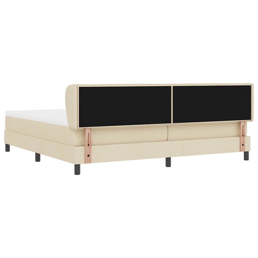 Boxspringbed met matras met hoofdeinde Crème 200 x 200 cm Stof is nu te koop bij PeponiXL, paradijselijk wonen!