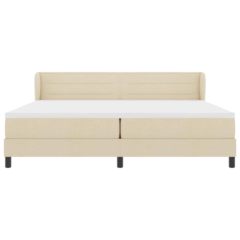 Boxspringbed met matras met hoofdeinde Crème 200 x 200 cm Stof is nu te koop bij PeponiXL, paradijselijk wonen!