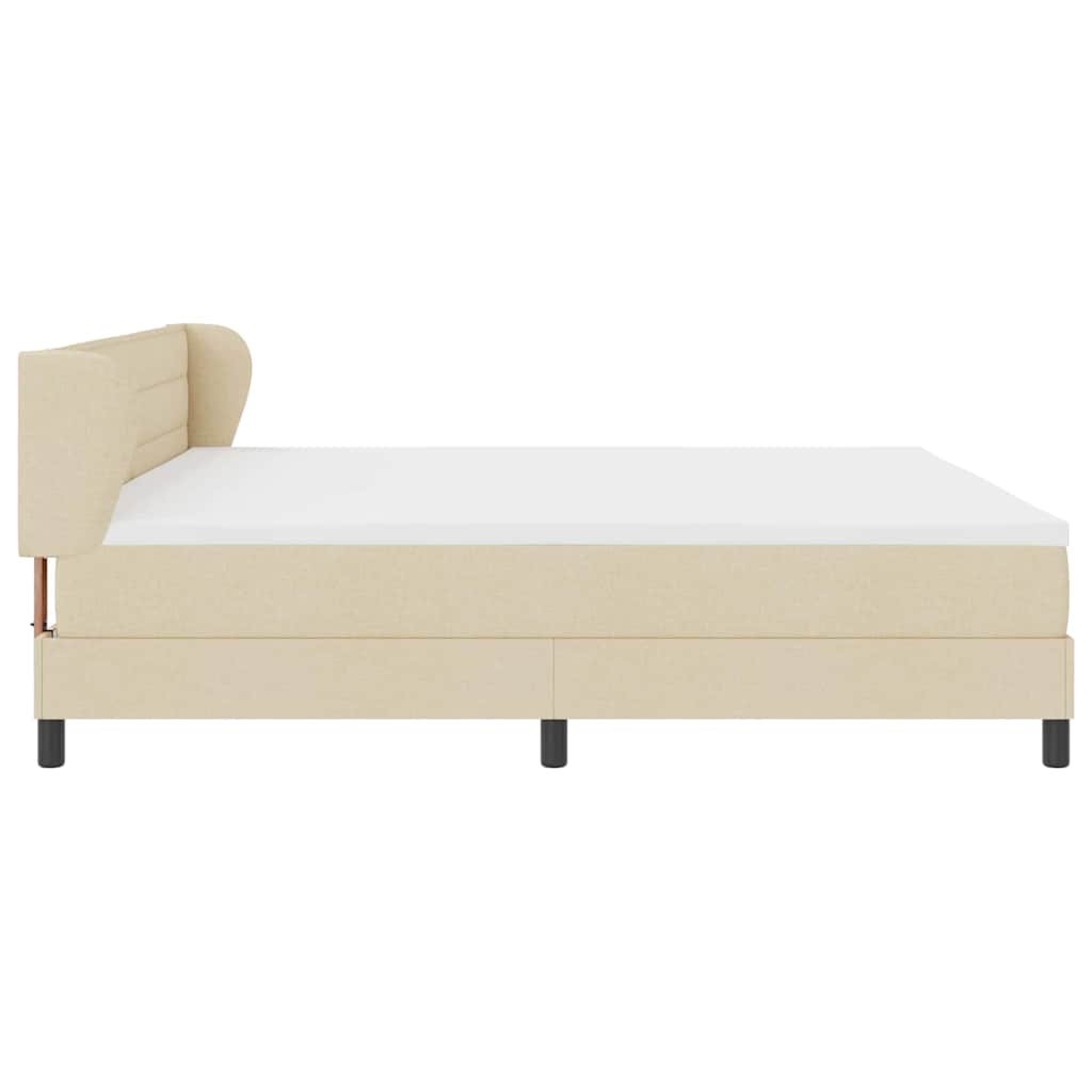 Boxspringbed met matras met hoofdeinde Crème 200 x 200 cm Stof is nu te koop bij PeponiXL, paradijselijk wonen!