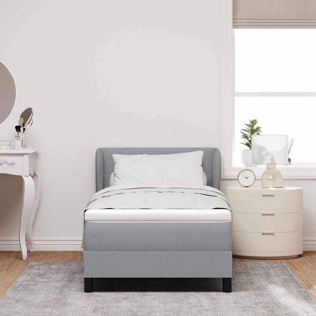 Boxspringbed met matras Lichtgrijs 90 x 200 cm Stof is nu te koop bij PeponiXL, paradijselijk wonen!