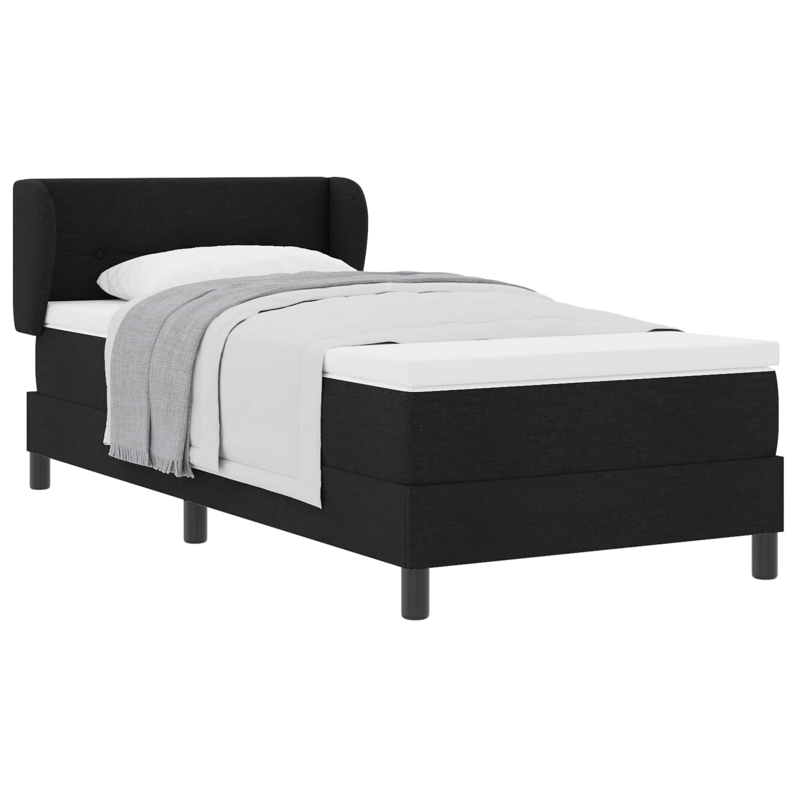 Boxspringbed met matras met hoofdeinde Zwart 90 x 200 cm Stof is nu te koop bij PeponiXL, paradijselijk wonen!