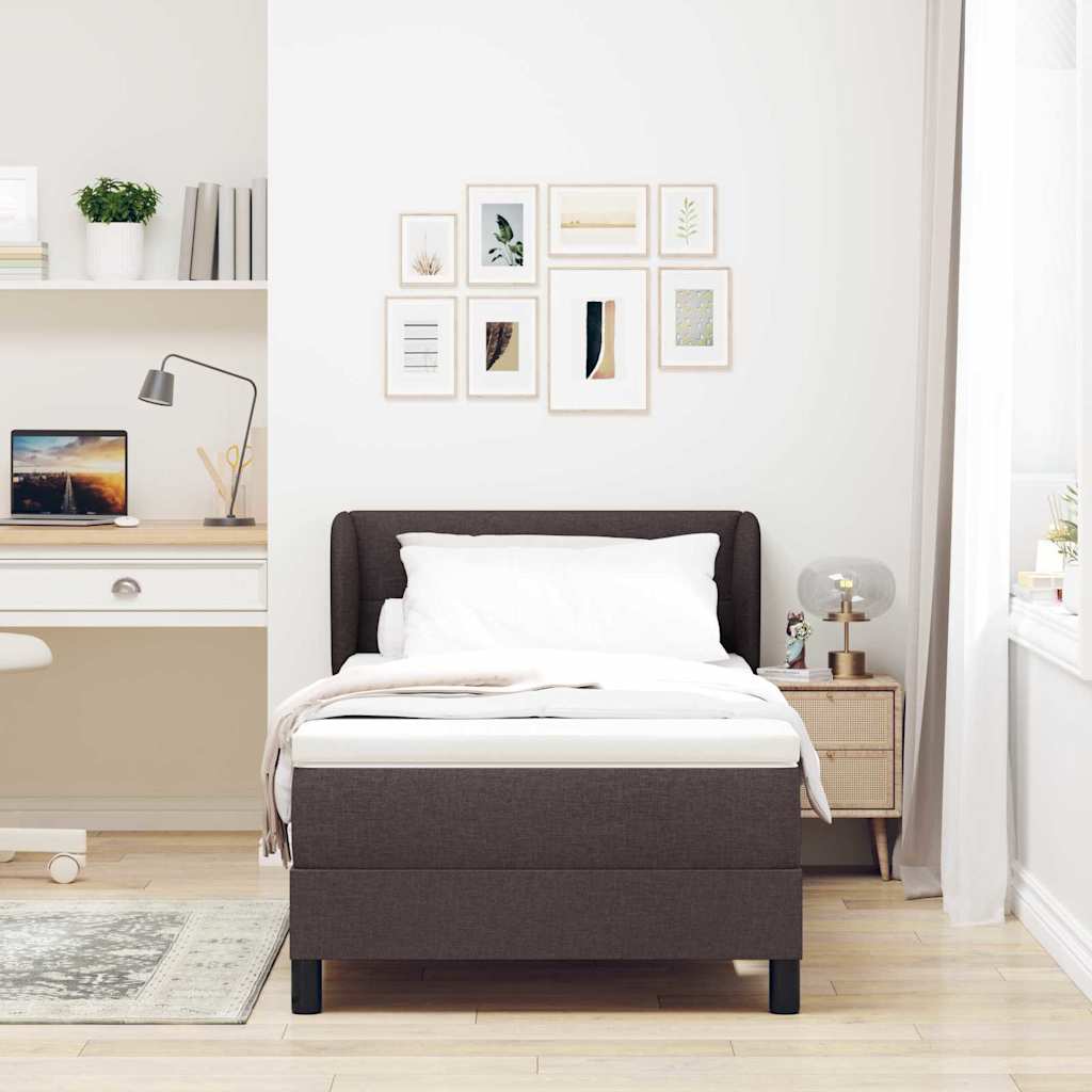 Boxspringbed met matras Donkerbruin 100 x 200 cm Stof is nu te koop bij PeponiXL, paradijselijk wonen!