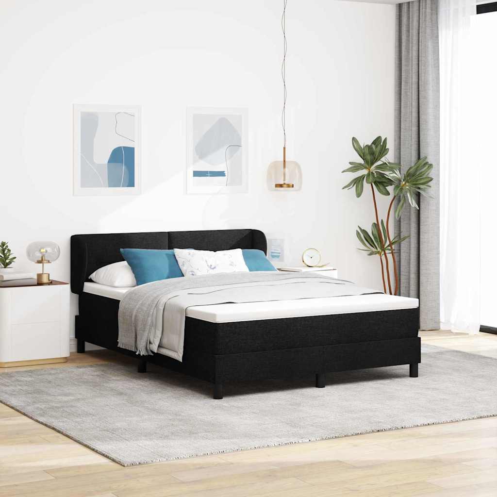 Boxspringbed met matras met hoofdeinde Zwart 140 x 190 cm Stof is nu te koop bij PeponiXL, paradijselijk wonen!