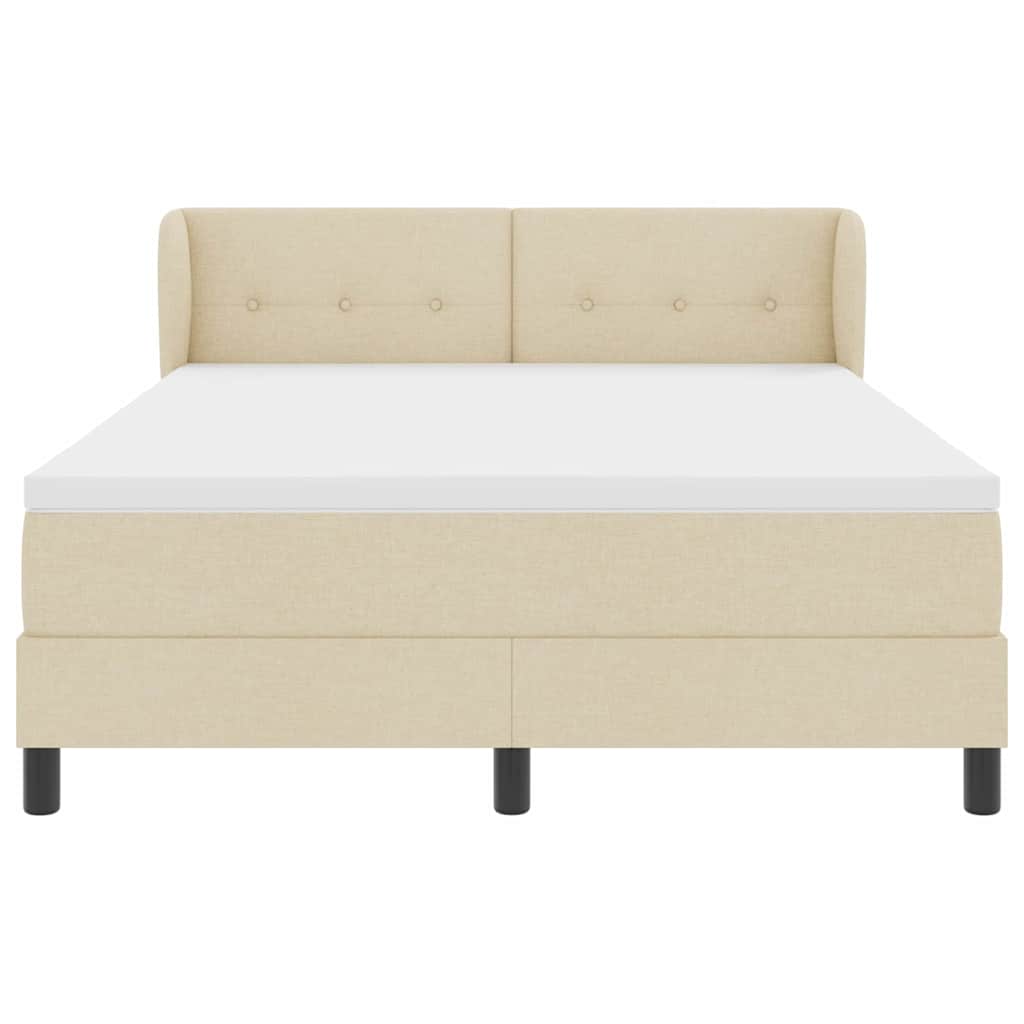 Boxspringbed met matras met hoofdeinde Crème 140 x 190 cm Stof is nu te koop bij PeponiXL, paradijselijk wonen!