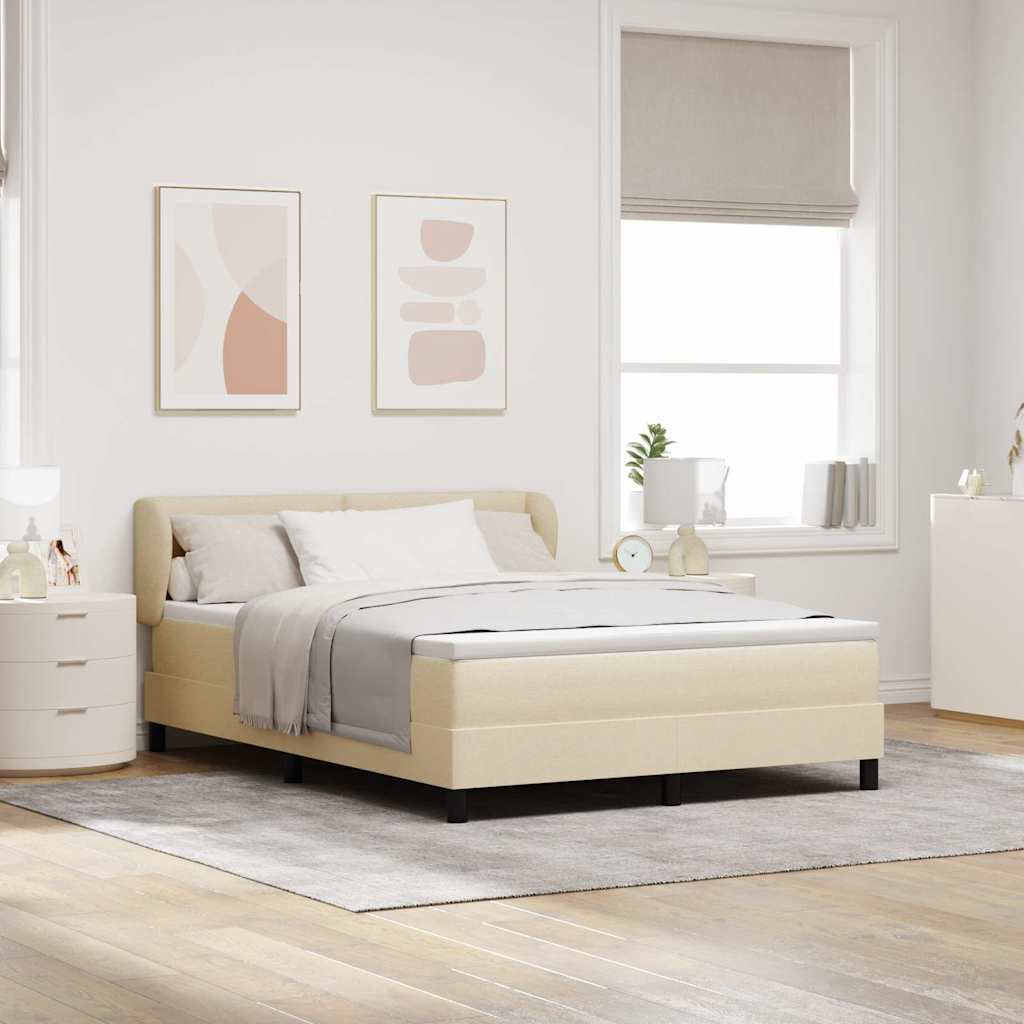 Boxspringbed met matras met hoofdeinde Crème 140 x 200 cm Stof is nu te koop bij PeponiXL, paradijselijk wonen!