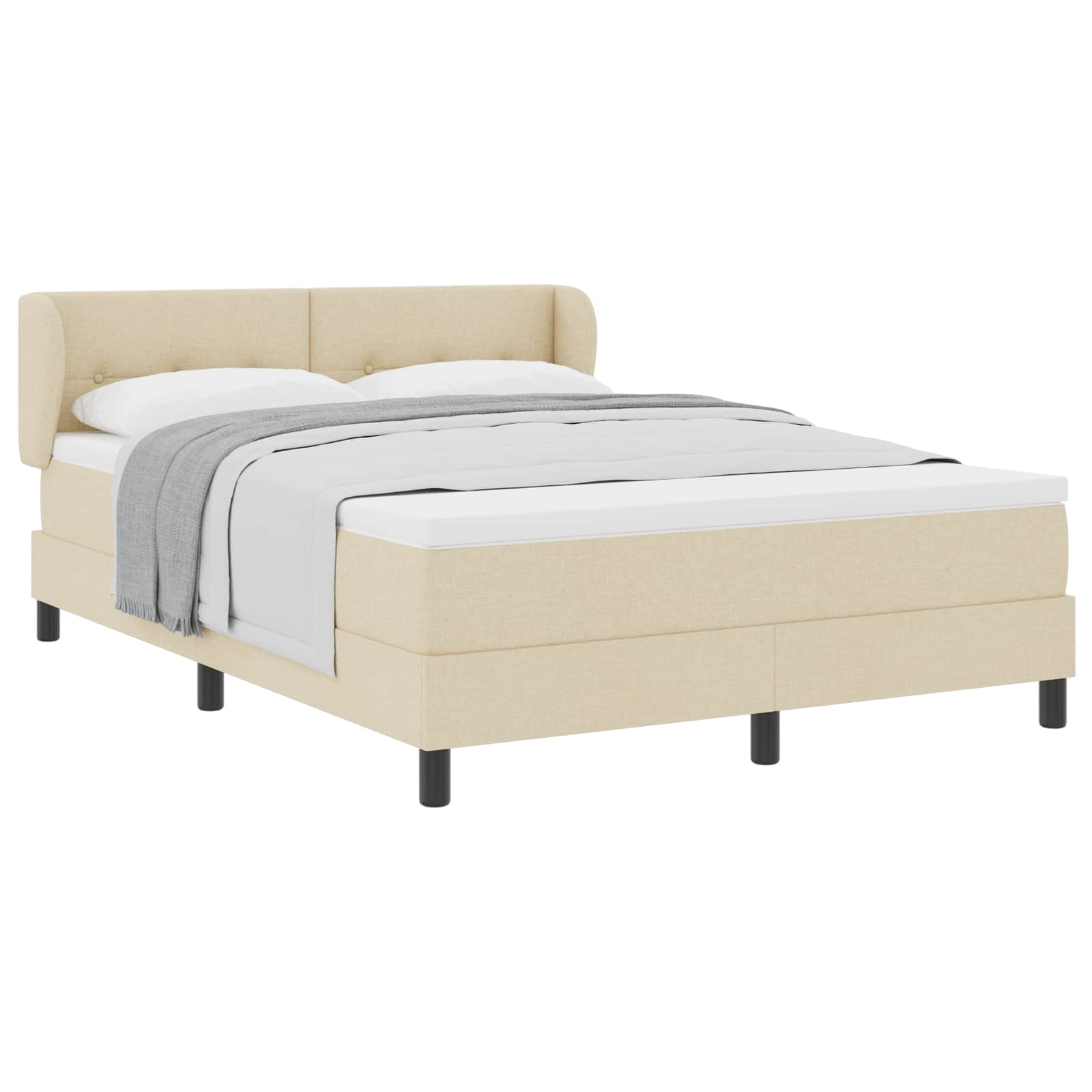Boxspringbed met matras met hoofdeinde Crème 140 x 200 cm Stof is nu te koop bij PeponiXL, paradijselijk wonen!