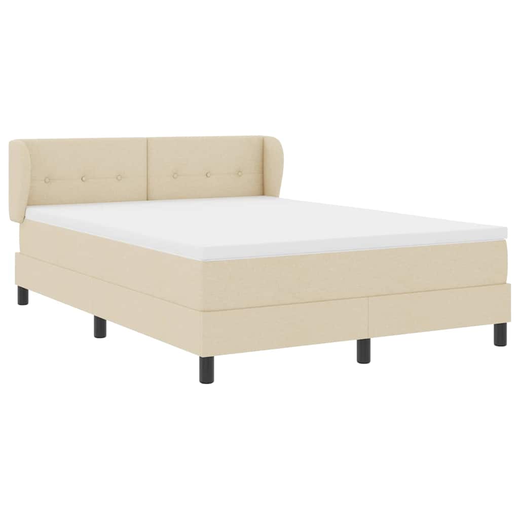 Boxspringbed met matras met hoofdeinde Crème 140 x 200 cm Stof is nu te koop bij PeponiXL, paradijselijk wonen!