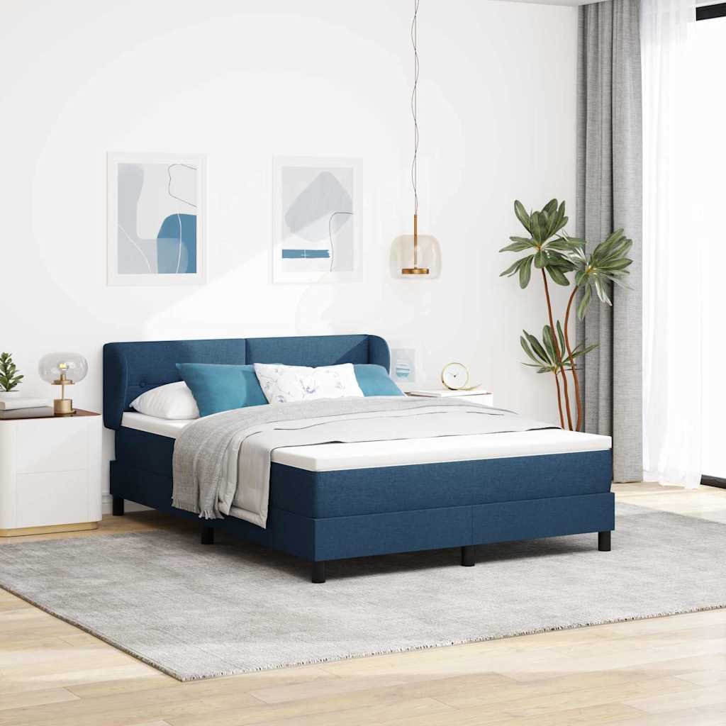 Boxspringbed met matras met hoofdeinde Blauw 140 x 200 cm Stof is nu te koop bij PeponiXL, paradijselijk wonen!