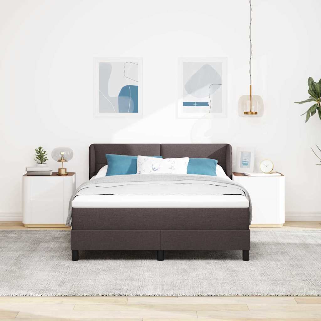 Boxspringbed met matras Donkerbruin 160 x 200 cm Stof is nu te koop bij PeponiXL, paradijselijk wonen!