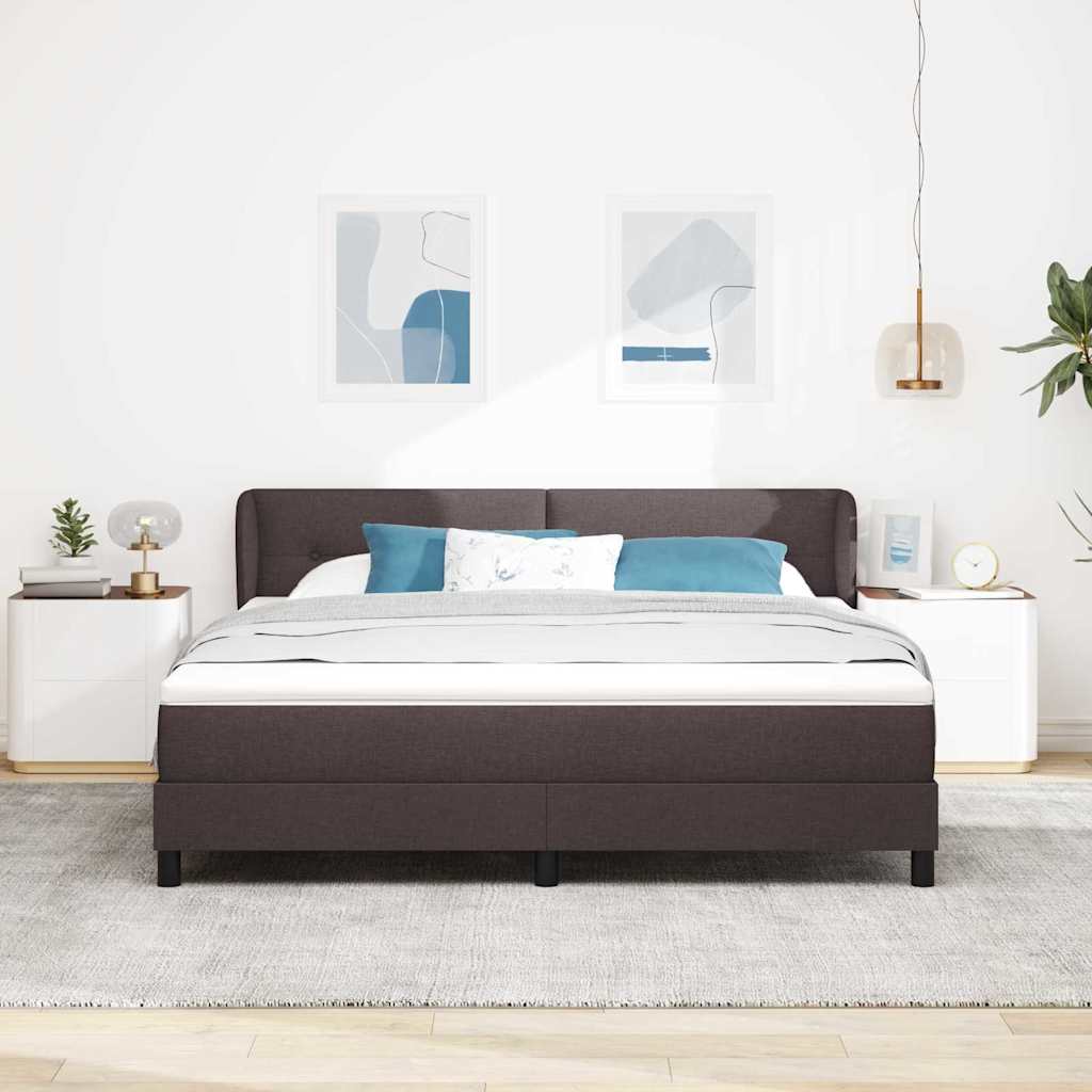 Boxspringbed met matras Donkerbruin 180 x 200 cm Stof is nu te koop bij PeponiXL, paradijselijk wonen!