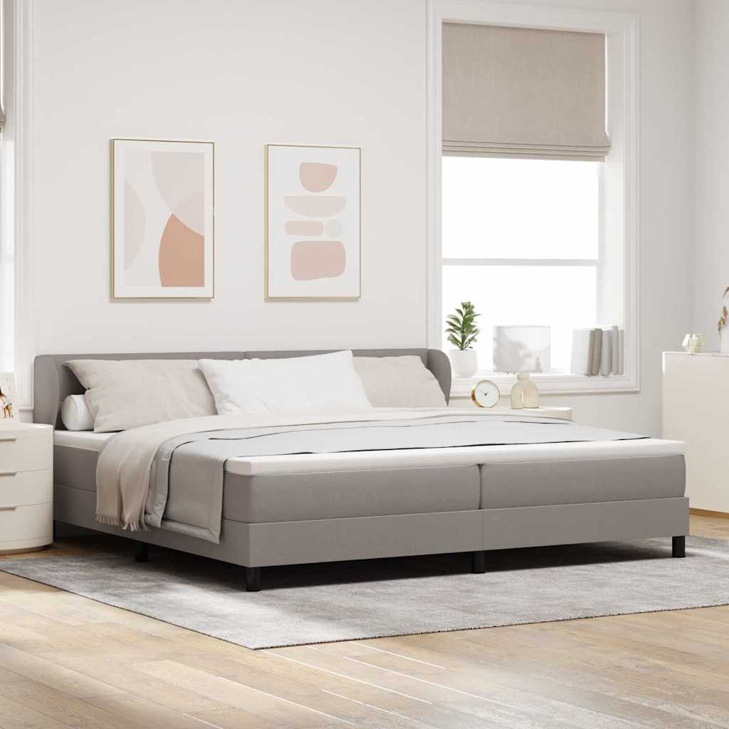 Boxspringbed met matras met hoofdeinde Taupe 200 x 200 cm Stof is nu te koop bij PeponiXL, paradijselijk wonen!
