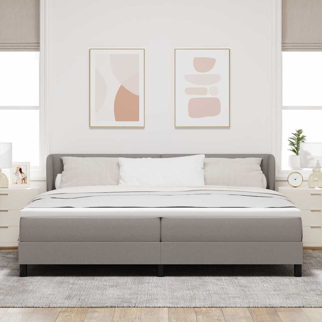 Boxspringbed met matras met hoofdeinde Taupe 200 x 200 cm Stof is nu te koop bij PeponiXL, paradijselijk wonen!
