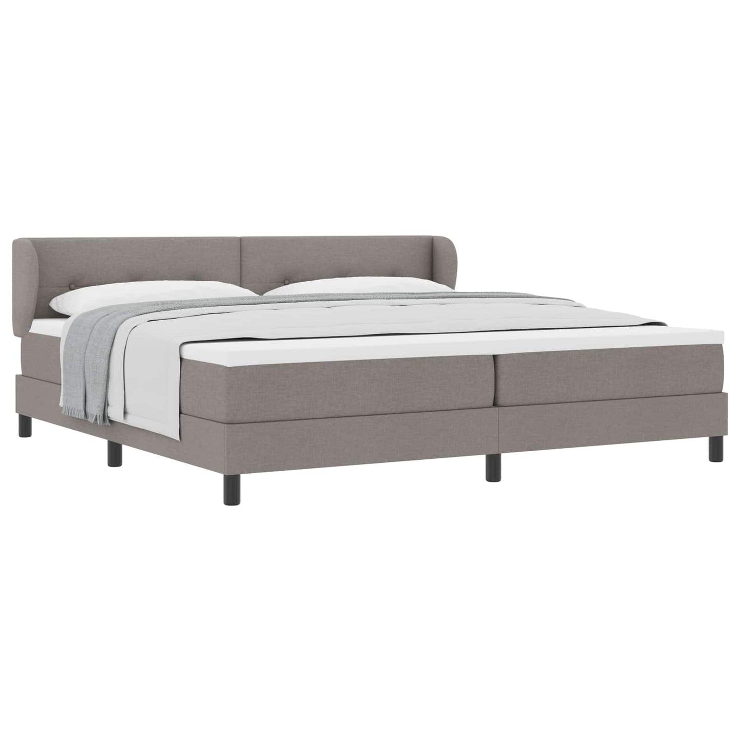 Boxspringbed met matras met hoofdeinde Taupe 200 x 200 cm Stof is nu te koop bij PeponiXL, paradijselijk wonen!