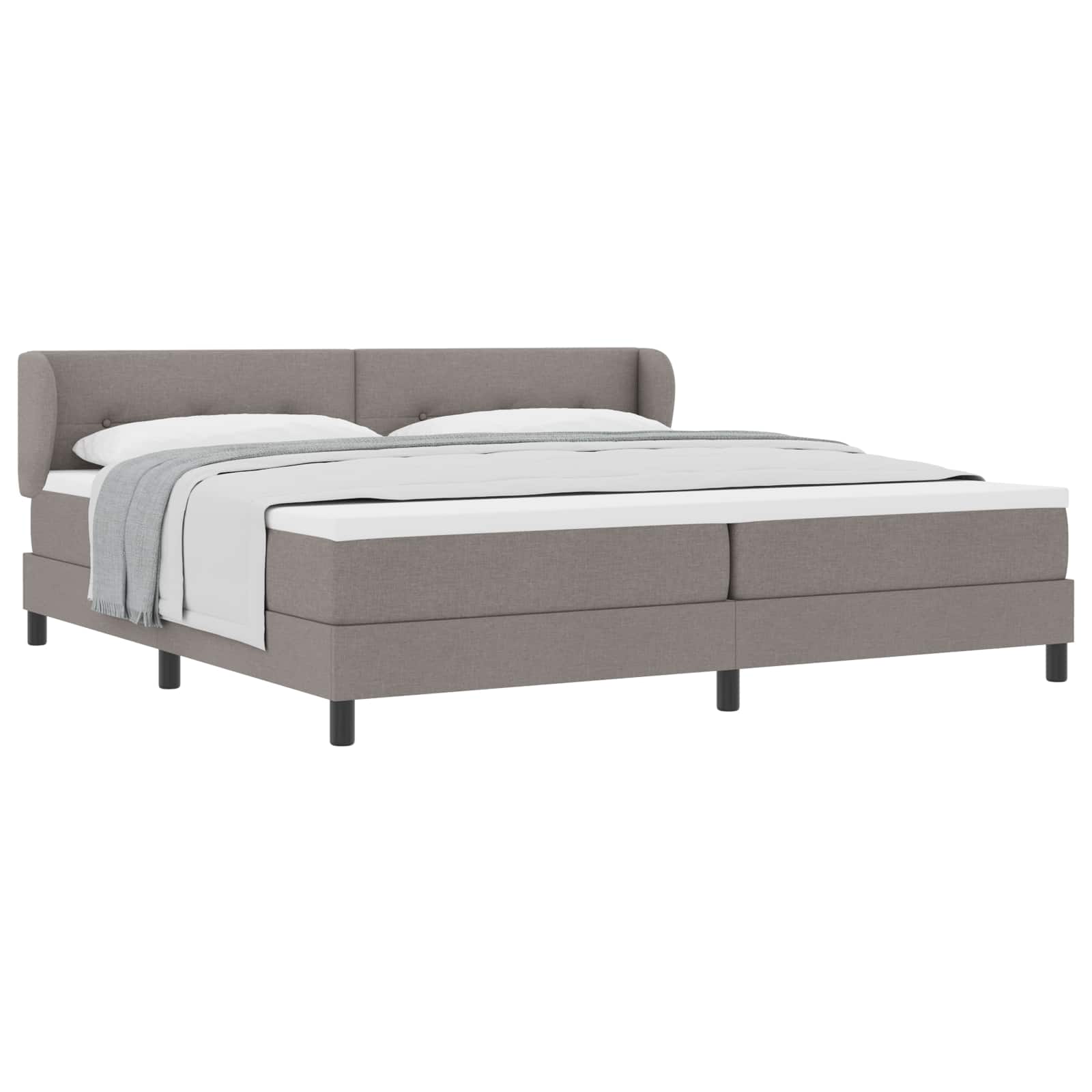 Boxspringbed met matras met hoofdeinde Taupe 200 x 200 cm Stof is nu te koop bij PeponiXL, paradijselijk wonen!