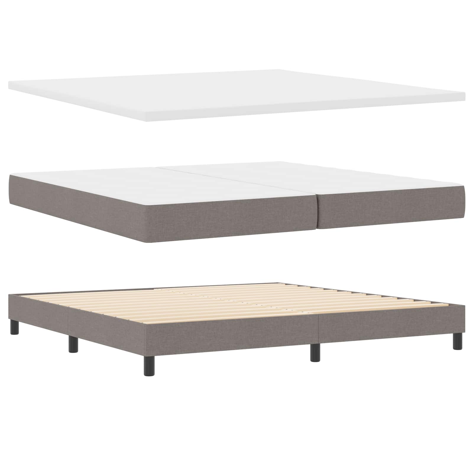 Boxspringbed met matras met hoofdeinde Taupe 200 x 200 cm Stof is nu te koop bij PeponiXL, paradijselijk wonen!