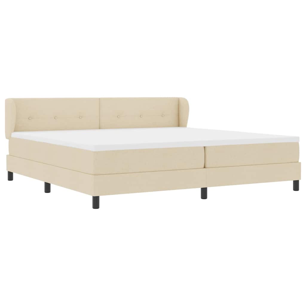Boxspringbed met matras met hoofdeinde Crème 200 x 200 cm Stof is nu te koop bij PeponiXL, paradijselijk wonen!